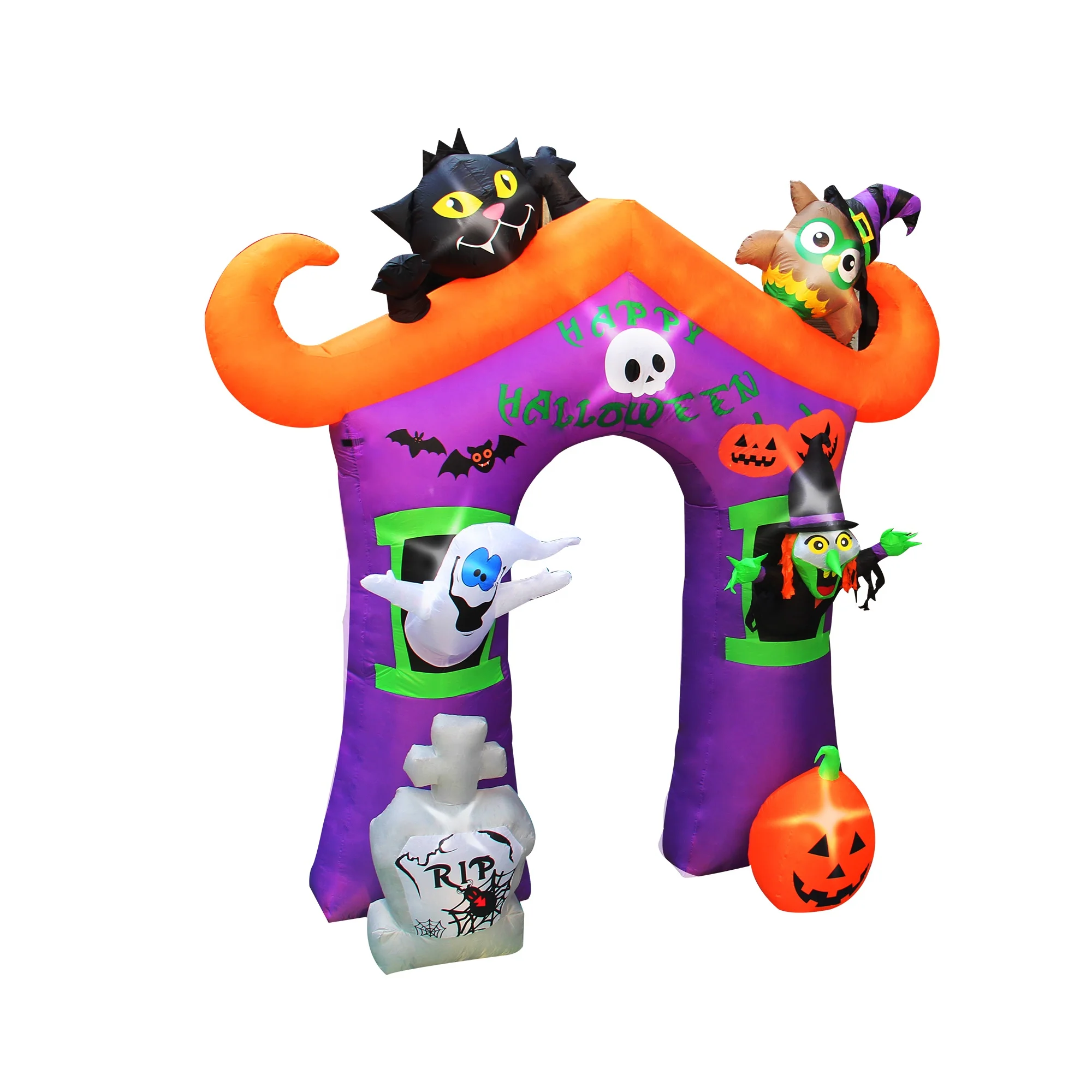 Уличные украшения RTS для Хэллоуина надувная дуга ведьма Черный кот тыква призрак
