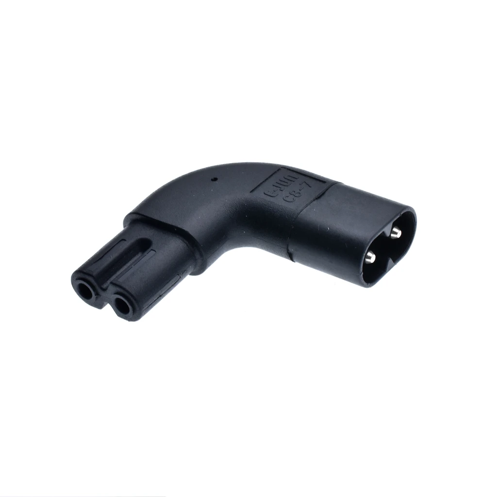 IEC320 C7 to C8 Right Angle AC Adapter, IEC 320 C7-C8 90 Degree Vertical Left Right Angle Power Adapter, Figure 8 Male to Female