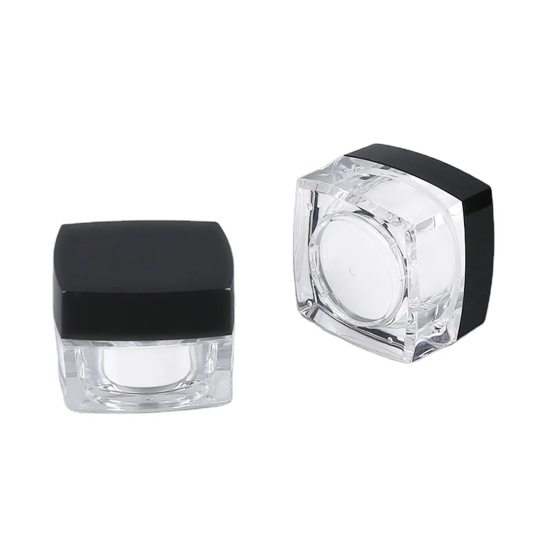 15ml 30ml 50ml Black square cosmetic cream jars square acrylic jars clear cream container