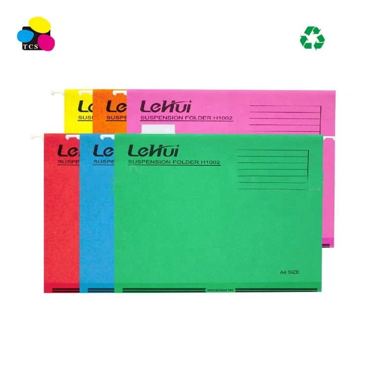 Eco-Friendly Assorted Color 230gsm Paper Hanging Suspension Files Folders For School Office
