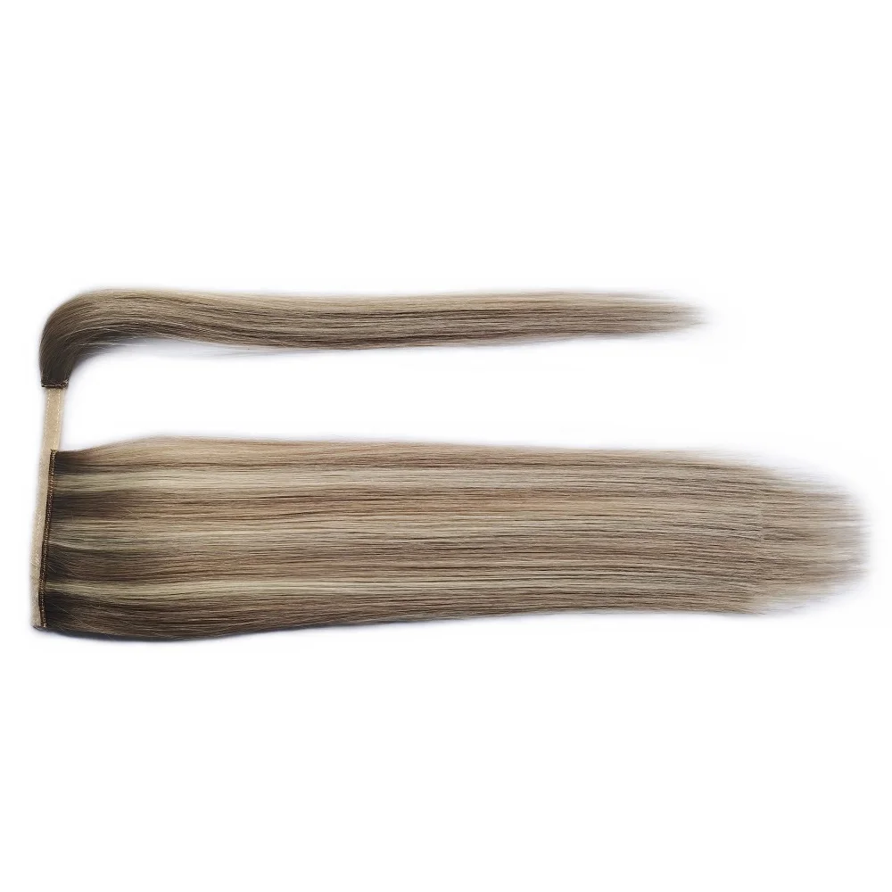 Wholesale Factory Top Quality Colored Natural Human Remy Hair Wrap Around Ponytail Hair Extension Mixed Piano color