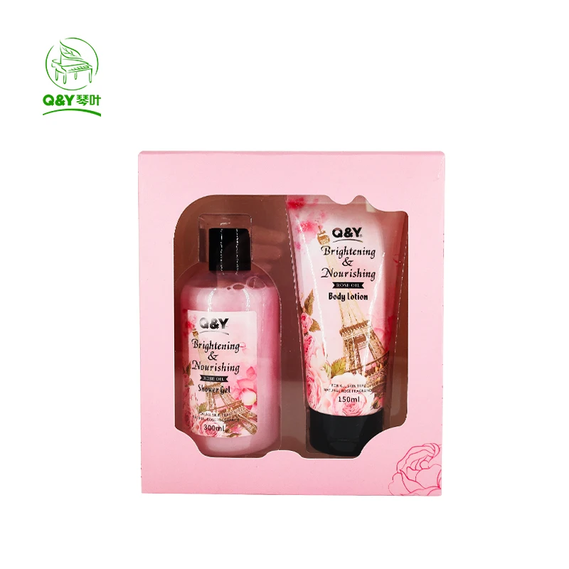 OEM ODM отбеливающий и увлажняющий Розовый Эфирное масло для мытья тела набор лосьона