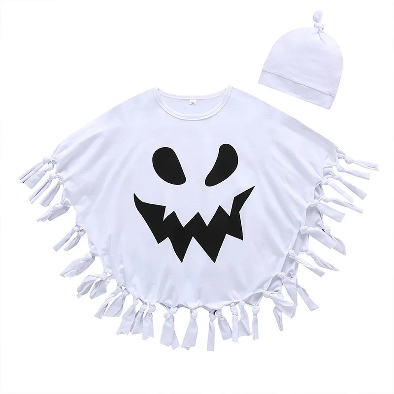 
Toddler Kid Baby Girls Boys Halloween Costumes White Ghost Cloak Tassel Cape Cosplay with Hat Outfits 6M-5Y 