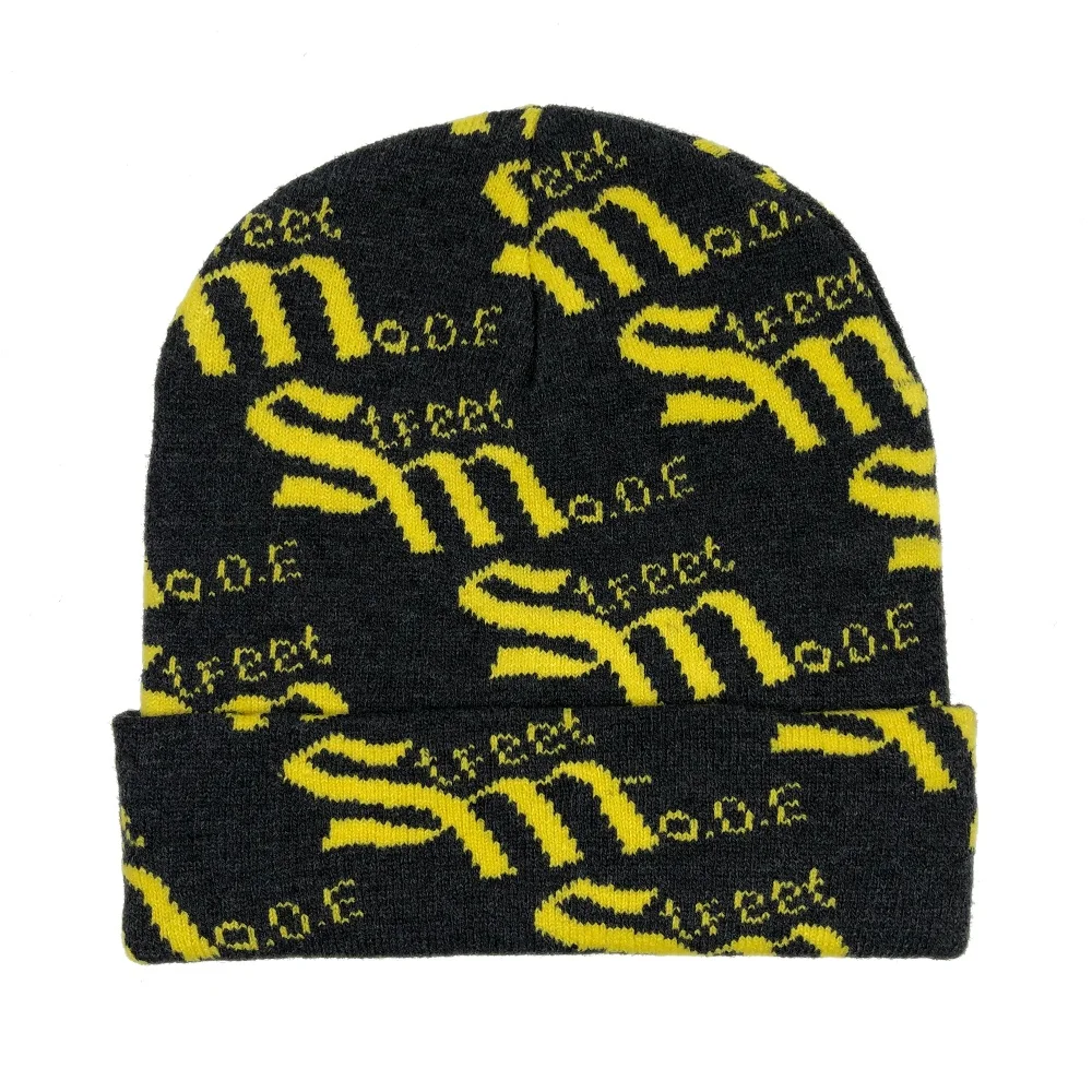 OEM classic popular hip hop fashion unisex acrylic colorful warm knitted winter toque hats custom jacquard logo designer beanie