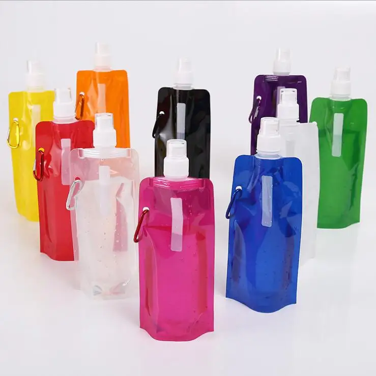 Hot Sale Portable Sports Outdoor BPA Free Foldable Colapsible 500ml Plastic Drinking Folding Water Bottle Water Bag