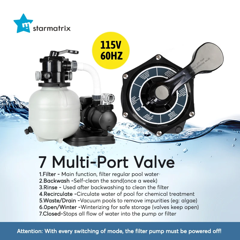 Starmatrix 115V 60HZ for Pools up to 7890gal Capacity tank Volume 5.3gal Timer Function Pump Sand Filter