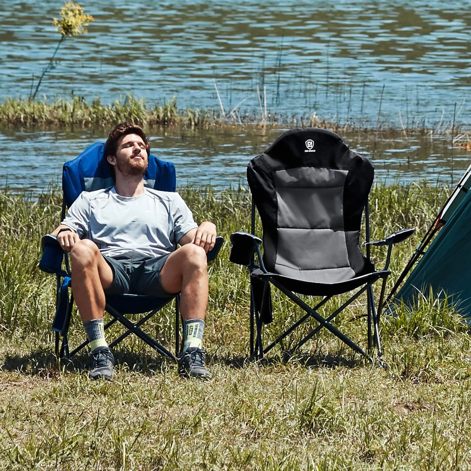 Wholesale Custom Logo Outdoor Foldable Metal Tube Lightweight High Quality Portable Folding Beach Camping Travel Lawn Chairs