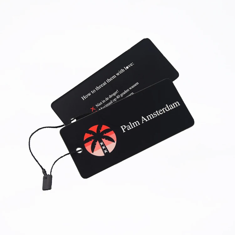 High grade garment tags black cardboard swing tickets blank hangtags for clothing own logo