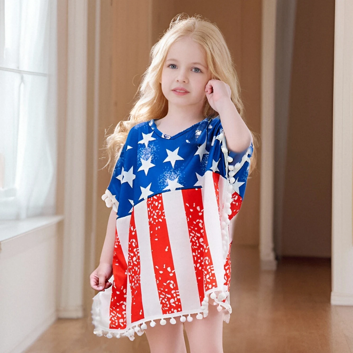 Women Girls Dress 4th of July Parent-Child Children Clothing Casual Clothes Mother Daughter Beachwear Family Matching Outfits