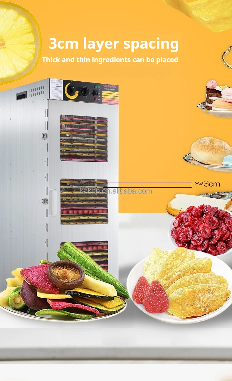 32 Layers Food Dryer two rooms dehydration Commercial Food Dehydrator Vegetables Mushroom egg tomato drying machine low power