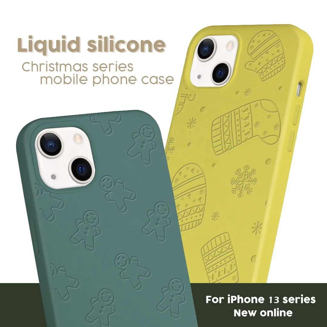 Чехол для телефона из жидкого силикона с рождественским подарком для iPhone 13, 12, 11, пользовательский Чехол для мобильного телефона с выгравированными узорами в виде снеговика, колокольчика