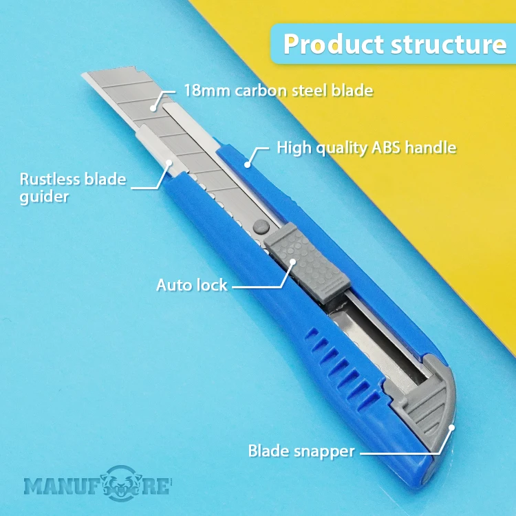 Hot Sale High Quality Professional Sliding Blade Knife Portable Auto Lock Paper Cutter 18mm Snap off Utility Knife