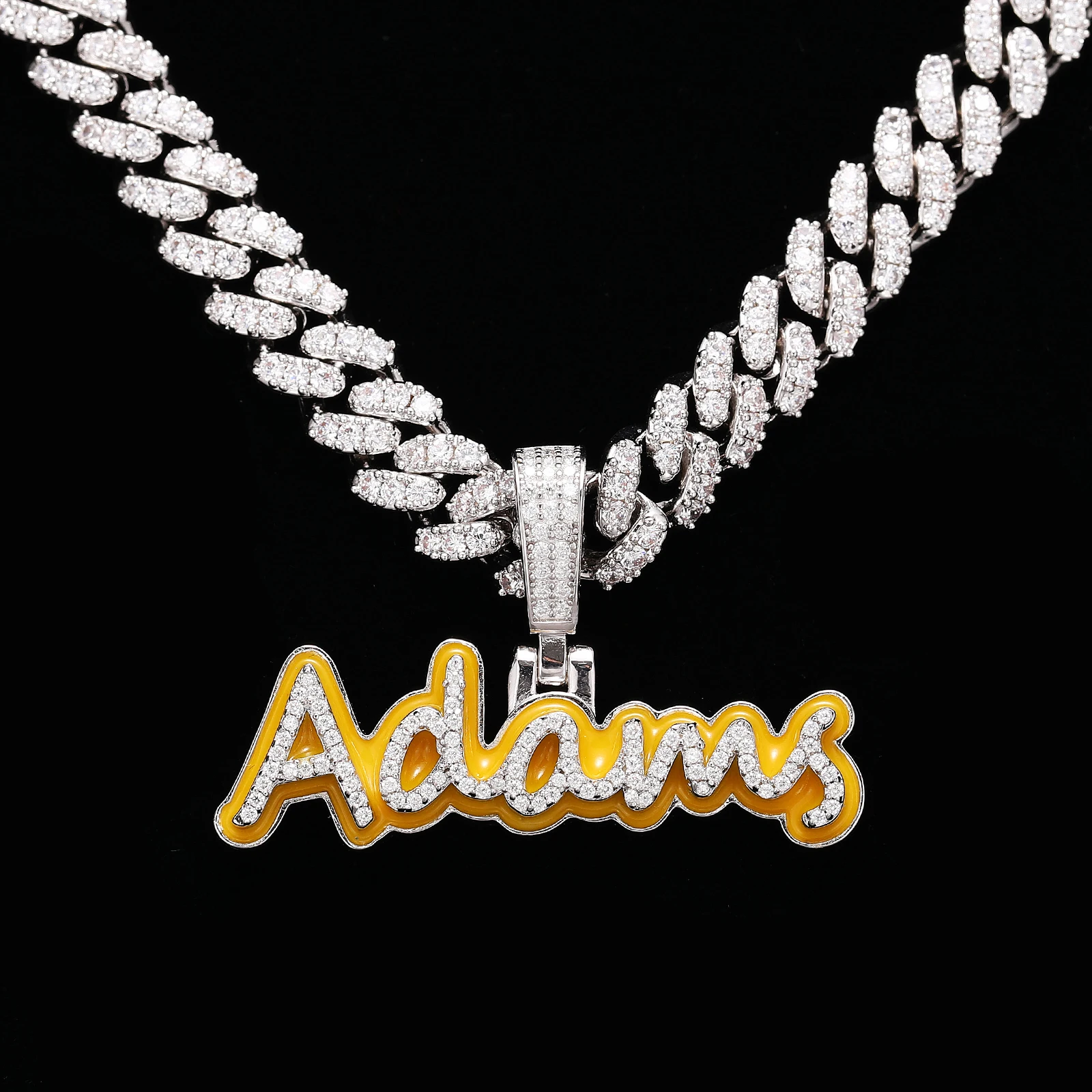 Jewelry Manufacturer Dropshipping Custom Silver 925 1 Row VVS Moissanite Glowing Colored Letter Name Pendant For Men Women