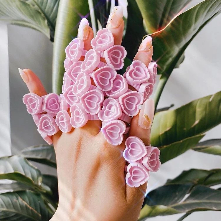 Mikiwi wholesale 100pcs lower moq heart shape pink/blue/white glue ring cup holder glue ring