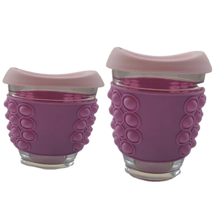 customized logo silicone borosilicate glass keep travel mug custom reusable coffee cup with lid