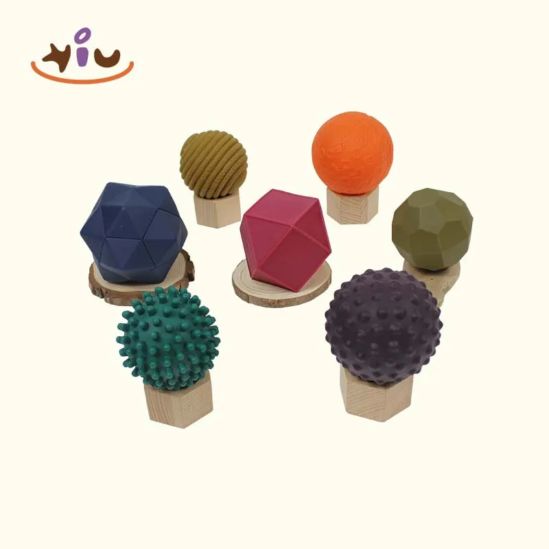 KIU Baby Touch Hand Teether Ball Develop Infant Tactile Senses Toy Teether Tactile Grasping Silicone Balls Set