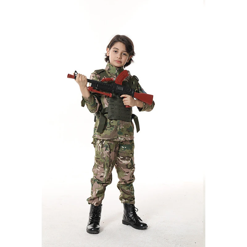 Kids Carnival costume Soldier Costumes Army Military Uniform For Boys 4 Pieces Set Role Play Suits