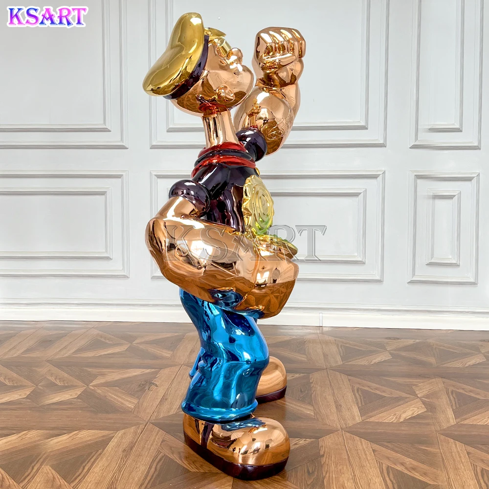Home decoration Glass fiber Popeye sculpture Electroplated Popeye resin crafts Home decoration accessories