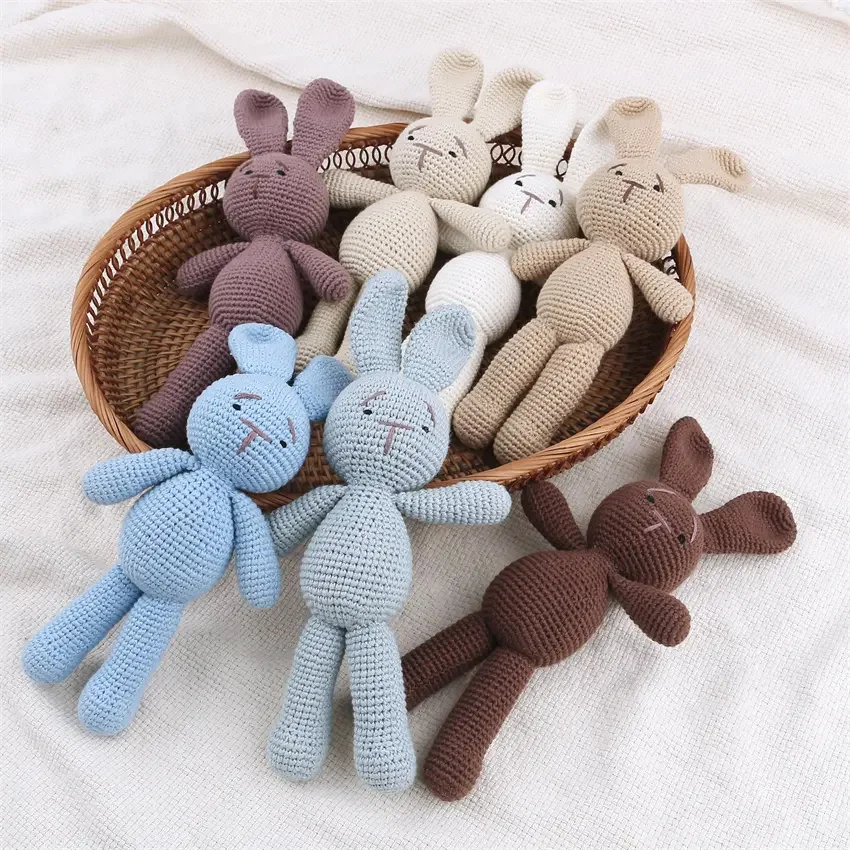 Wholesale custom handmade Crochet Amigurumi  Easter Kids Baby Toys Newborn Infants knit Bunny Rabbit Stuffed Baby Toys