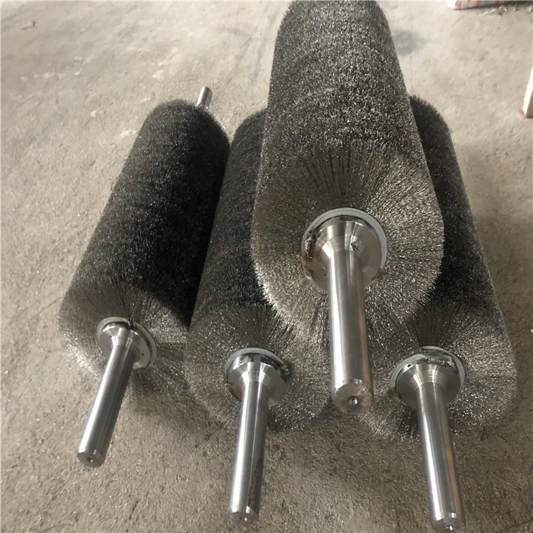 Cylindrical steel wire metal roller brush Stainless steel wire round roller brush for wood polishing