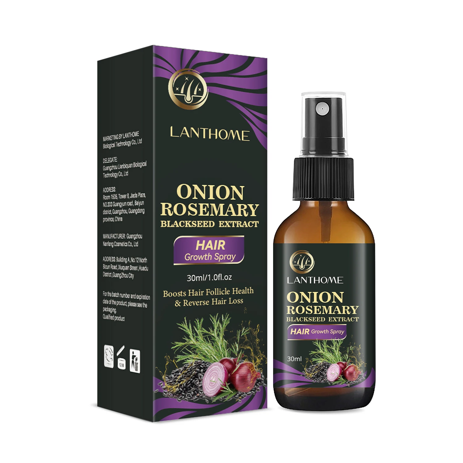 LOW MOQ Private label Onion Rosemary Hair Growth oil  Spray Cheap hair growth spray for men