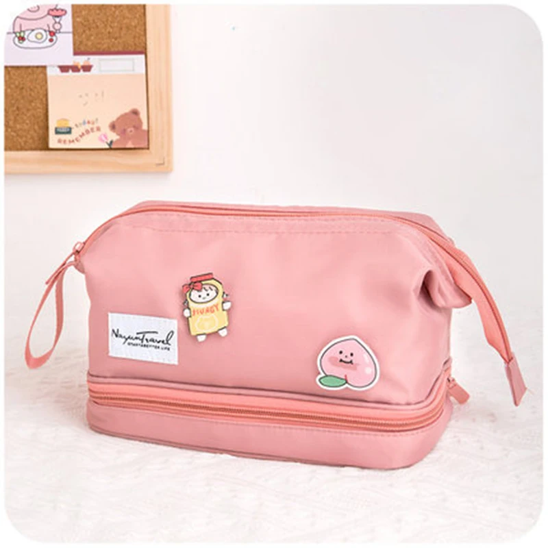 Custom-made logo pink cosmetic travel bag cosmetics bag women makeup kawaii cosmetic bag