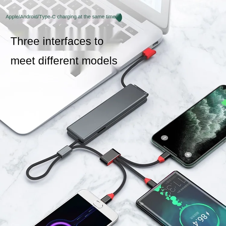 New Arrival  Wholesale 3 in 1 Portable Multifunctional Data Charging Cable for Iphone for Micro USB for Type C