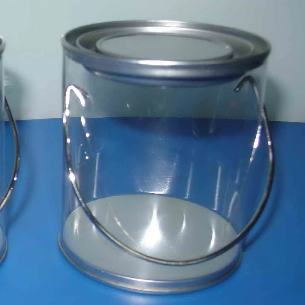 2023 best sell  Mini Clear Plastic Paint Can with Handle