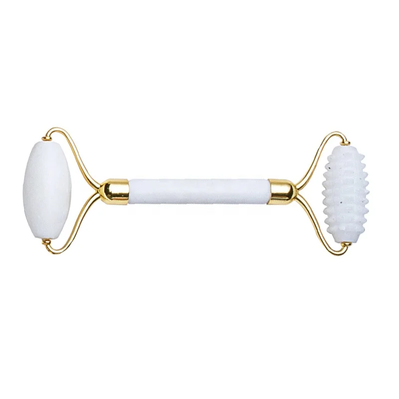 Wholesale Pure Natural White Jade Face Massage Roller Customized Box Anti Aging Jade Roller