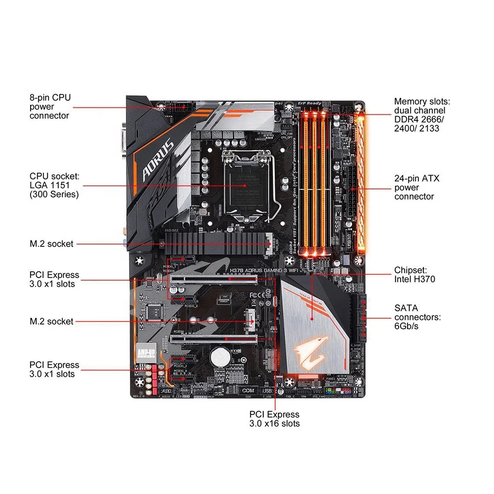 H370 AORUS Gaming 3 WIFI для Gigabyte LGA1151 DDR4 64 Гб Core i7/i5/i3 ATX настольная материнская плата Высокое качество Быстрая