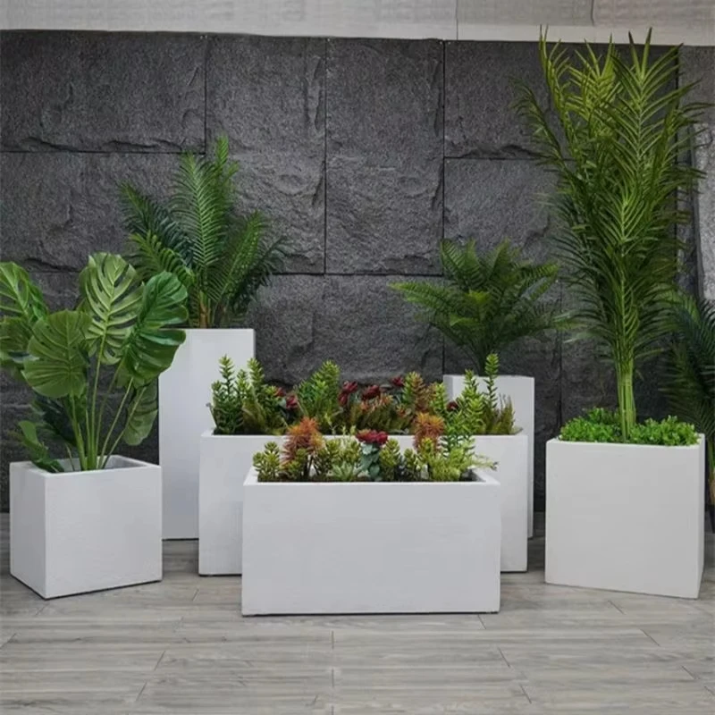 Garden supplies Outdoor large stainless steel metal flowerpots Plant containers Decorative rack boxes Custom flowerpots