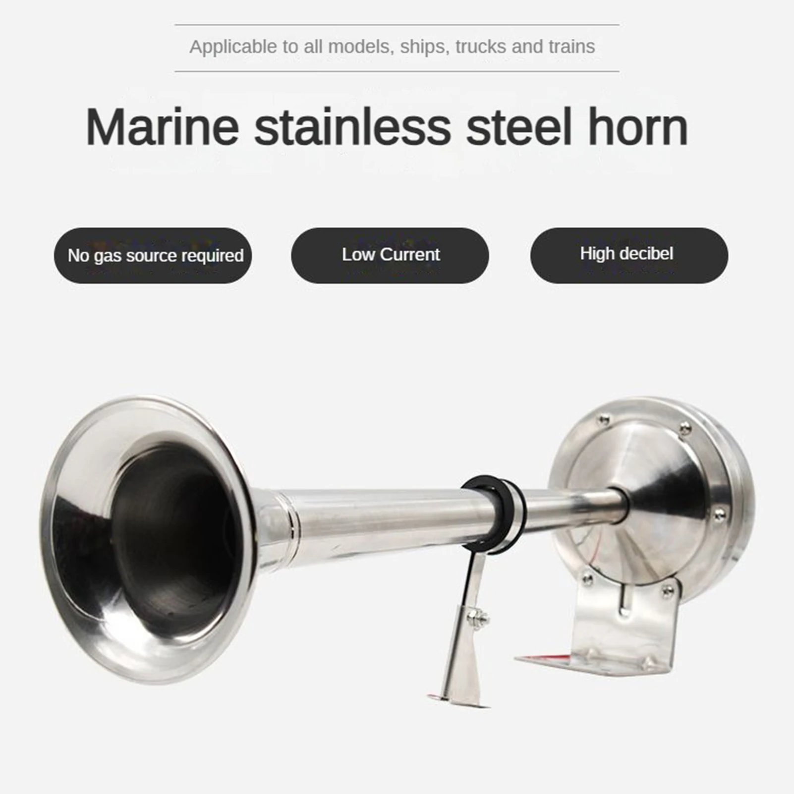 Marine Boat Pontoon Horn 125dB Stainless Steel Waterproof Single Trumpet Air Horn Complete Set  Speakers For Ship Truck RV