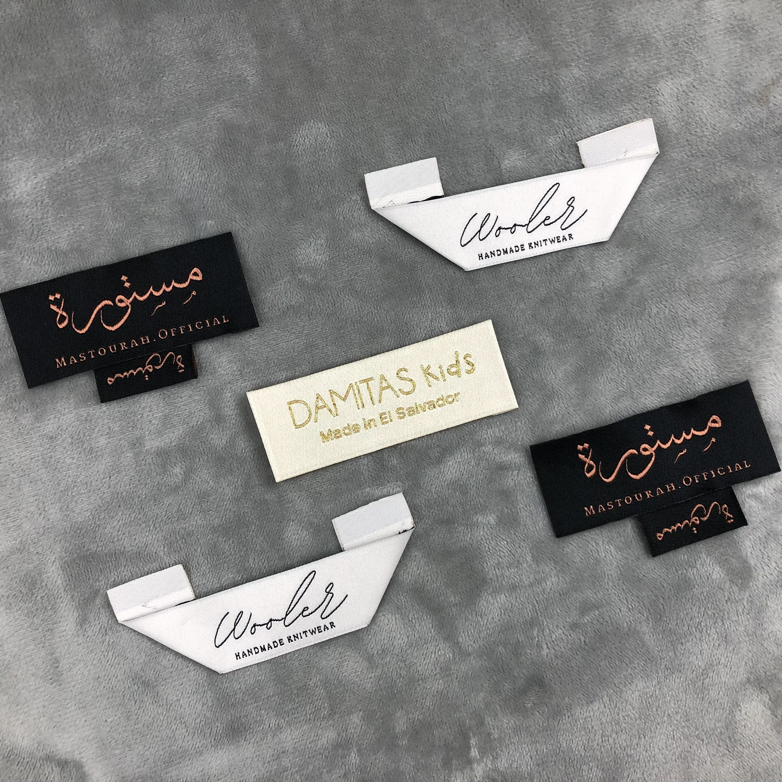 Customized high-density clothing label collar small label design satin cotton folding label