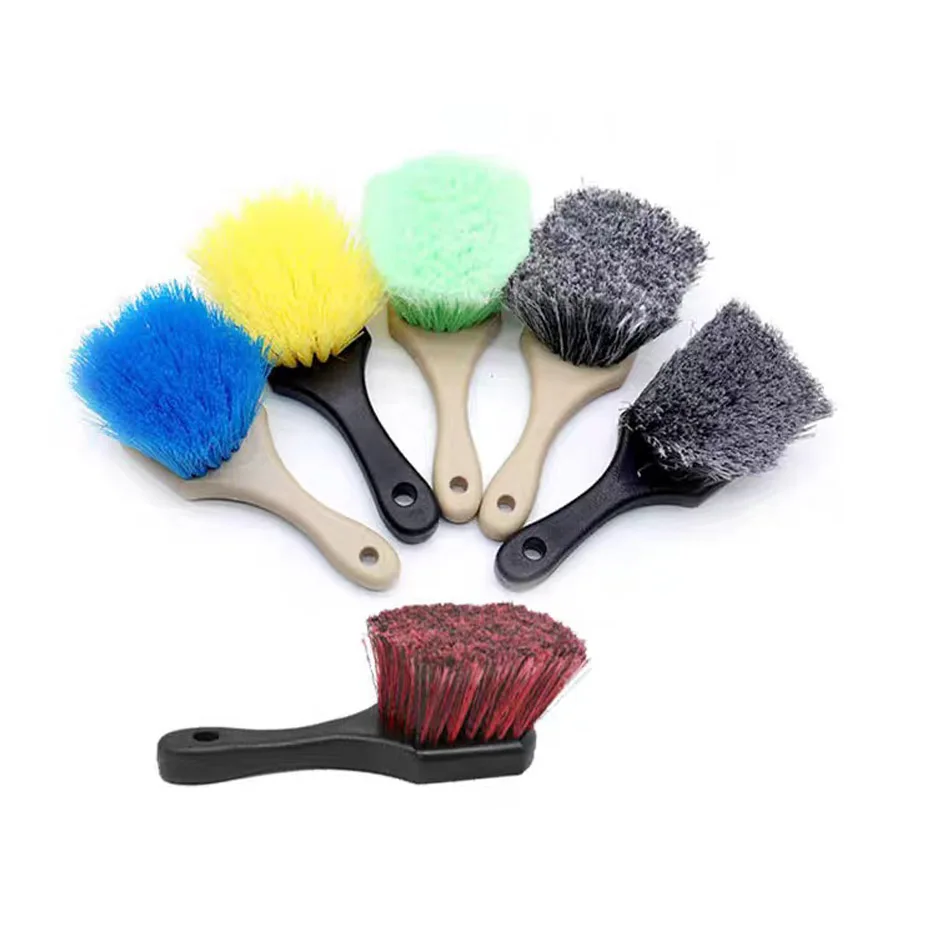 New 25cm Car Wash Brushes Medium PVC Bristle with TPR Coated Non-Slip Soft Handle Wheel Wash Clean Tool Cleaning