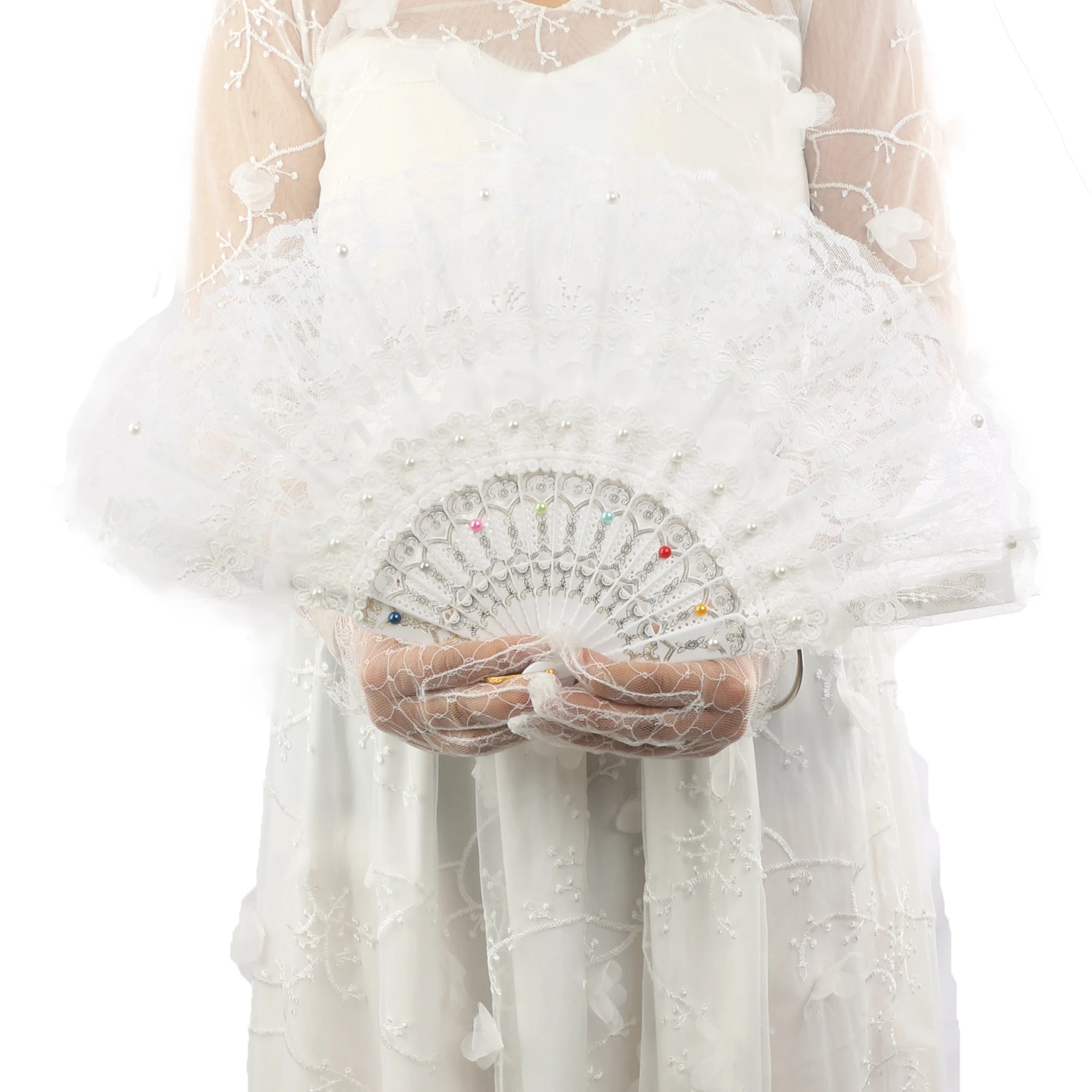 Wedding Ceremony Bridal Accessory Wedding Dress Lace Fan White Spanish Fan