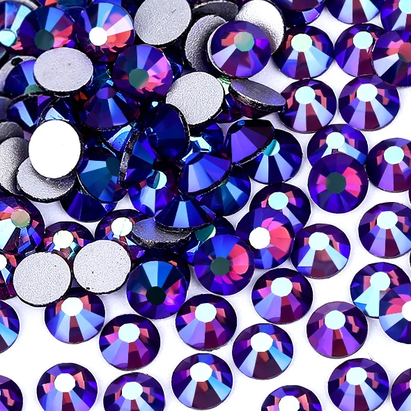 QIAO High Quality Bulk SS4-SS30 Hyacinth AB Nail Art Non Hotfix Flatback Rhinestone Glue On Glass Crystal Glitter Crystal Stone