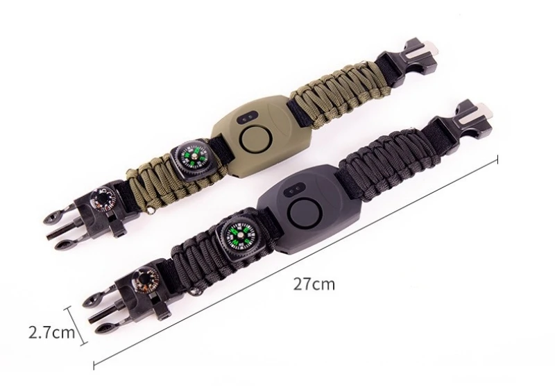 New Arrival 8 in 1 Survival Bracelet 130Db SOS Alarm Survival Paracord Bracelet With Knife Compass Whistle LED Light Thermometer
