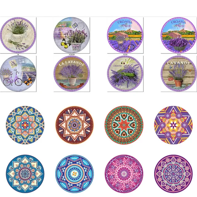 Лидер продаж на Amazon 2022, круглые керамические подставки с пробковой спинкой и сублимационным дизайном мандалы