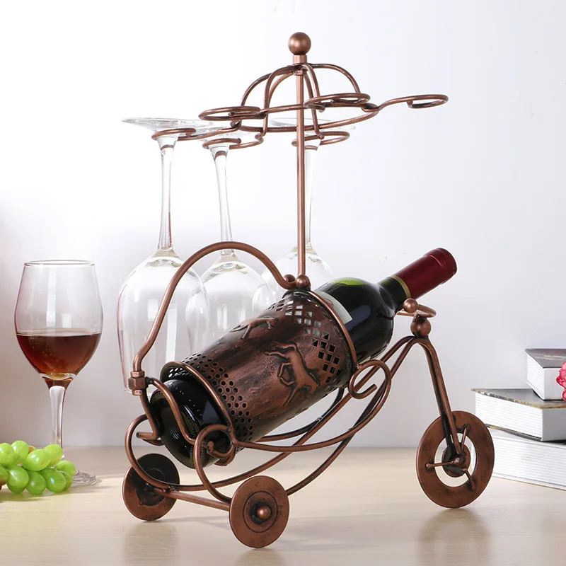 
Tabletop Wine Rack & Stemware Holder for Holds 1 Bottle and 6 Glasses Free standing Countertop Wine Glass Bottle Display Rack 