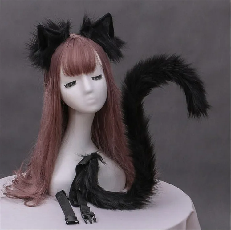 2021 New Fashion Kit Fur Cosplay Set Cat Ears and Tail Set for Party