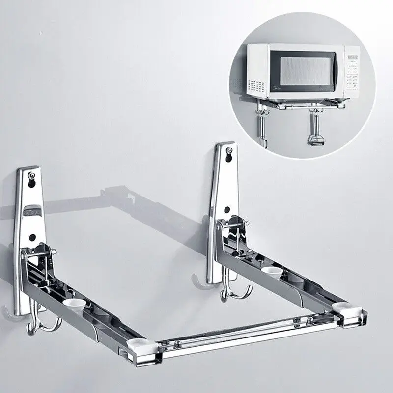 Kitchen Wall-mounted Oven Microwave Oven Shelf Thickened Stainless Steel Bracket Storage Rack Hanger Bracket Wall Hanging