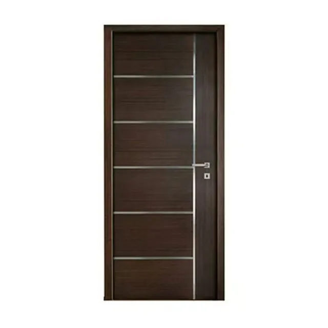 Red Walnut Veneer Flush Door PU Painted Carved Wooden Interior Closet Door Swing Open Style for Room Use