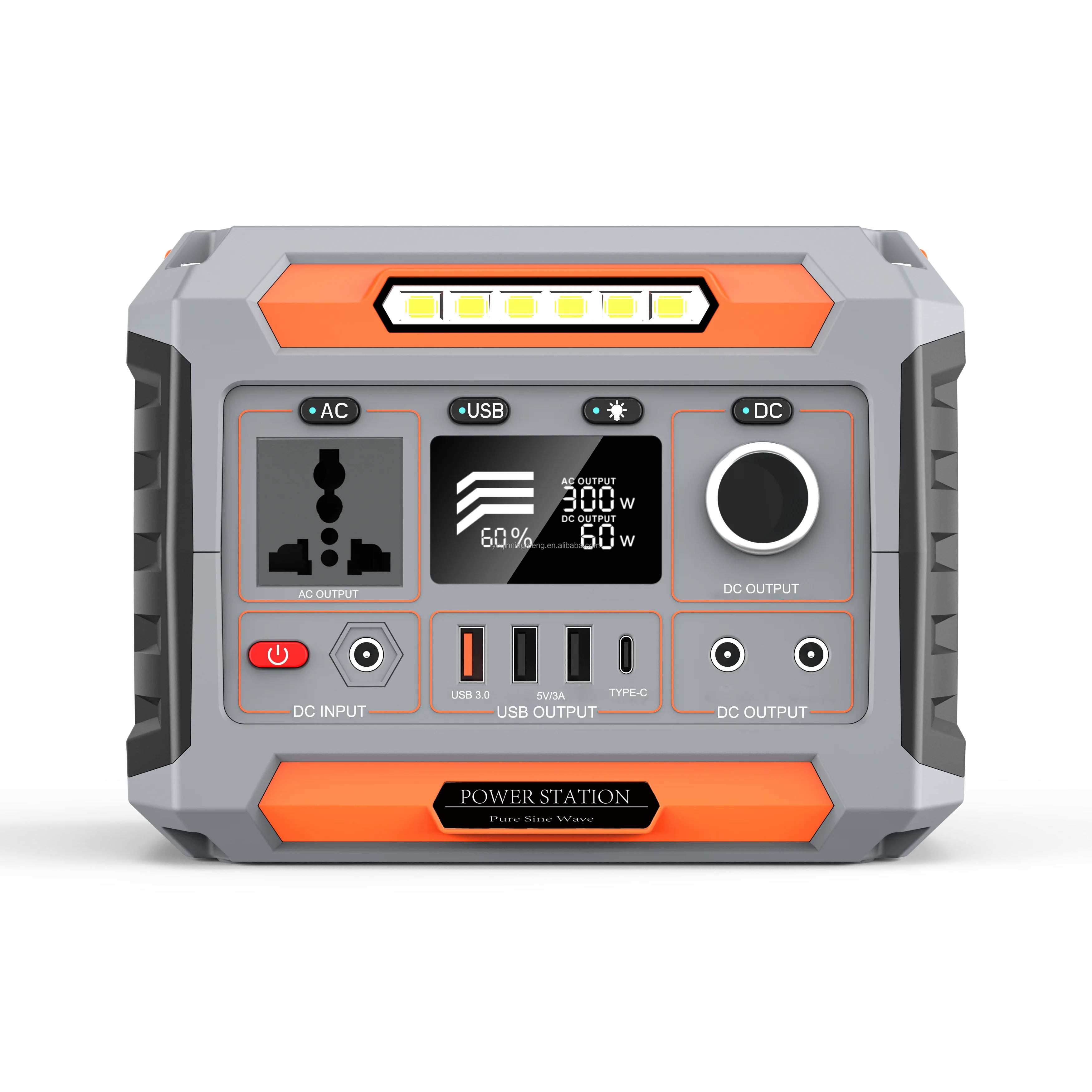 Портативная электростанция солнечный генератор 270Wh USB Type-C DC AC 300 Вт литиевая батарея светодиодное освещение контроллер MPPT ЕС Великобритания