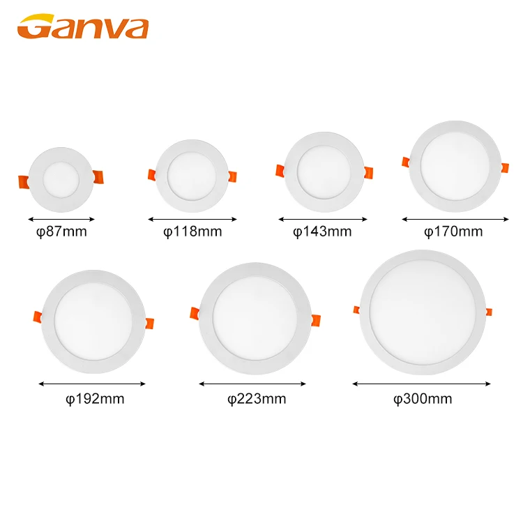 GANVA Good Price Ultra Thin Square Round 3W 6W 9W 12W 15W 18W 24W Ceiling LED Panel Light