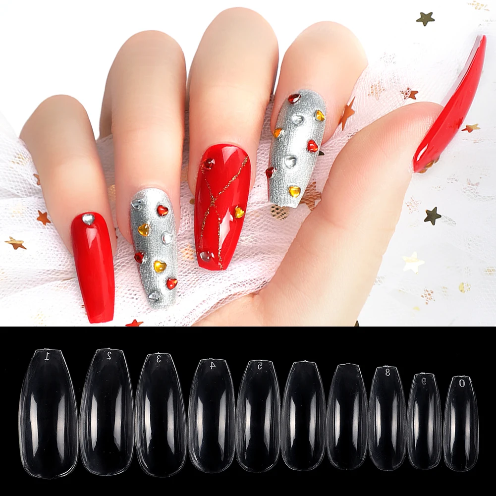 Wholesale 100Pcs Clear Manicure Ballerina Nail Tips Nail Art Salon Coffin Extension Tool Nail Gel Art Beauty Decoration