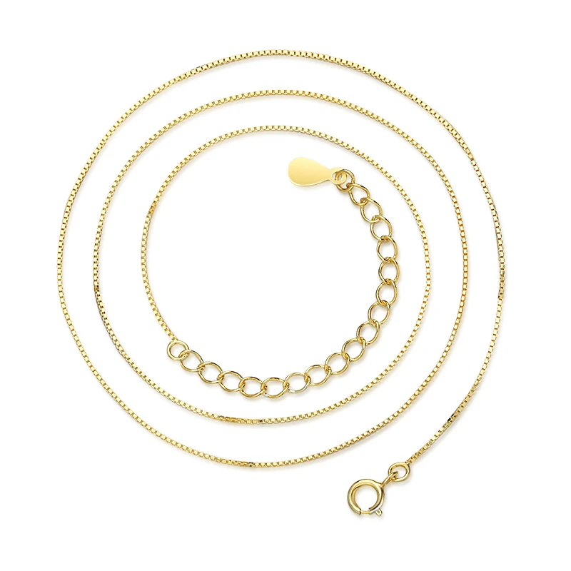 Wholesale 925 Sterling Silver Box Chain Gold Plated Basic Necklace Minimalist Trendy Personality Silver Necklace