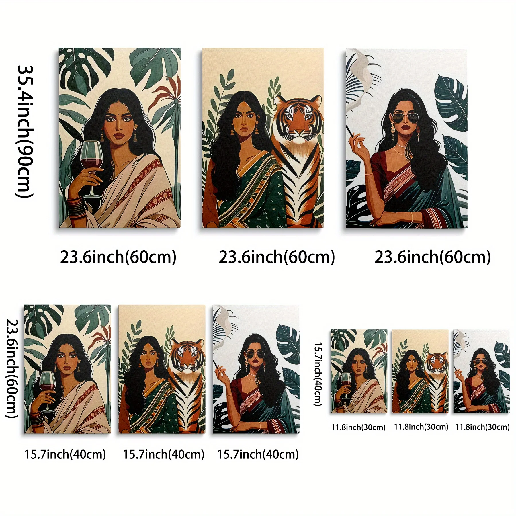 Fashion Wall Art Canvas Elegant Beauty Woman Portrait Frame Painting Print Modern Home Decor Wall Painting