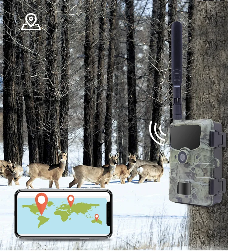 Camera Wireless IP66 Waterproof Solar with GPS&APP4G  1080P Wildlife Trail Trail Hunting Camera