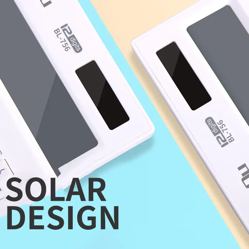 Selling High-quality Appearance Desktop Financial White Calculator 12-digit Dual Power Solar Calculator