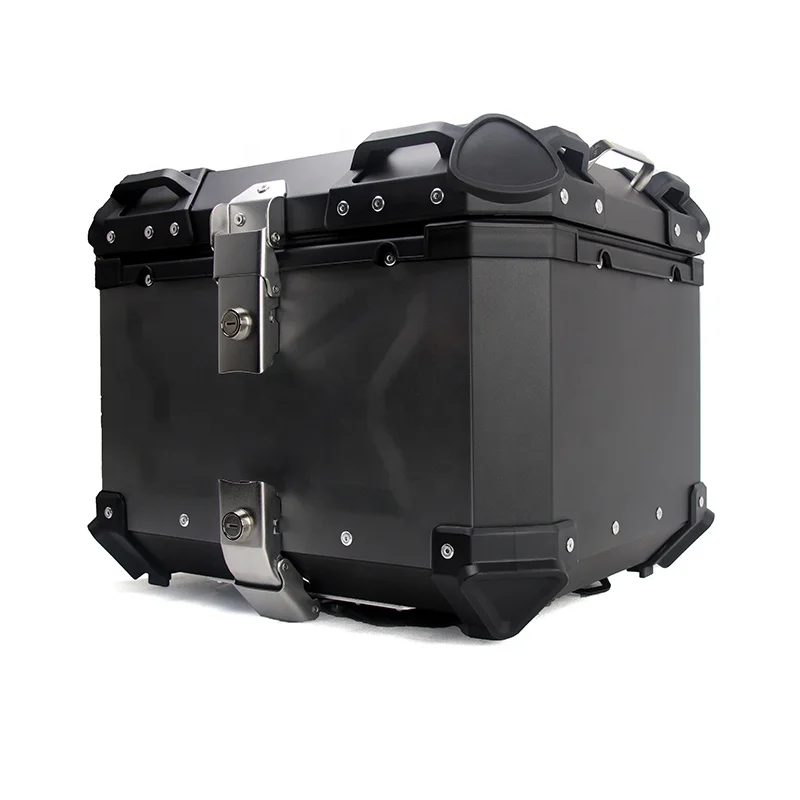 45L Aluminum Alloy Plate E-bike Motorcycle X Embossing Reactor Block Round Sliders Top Box Helmet Case Tool Box
